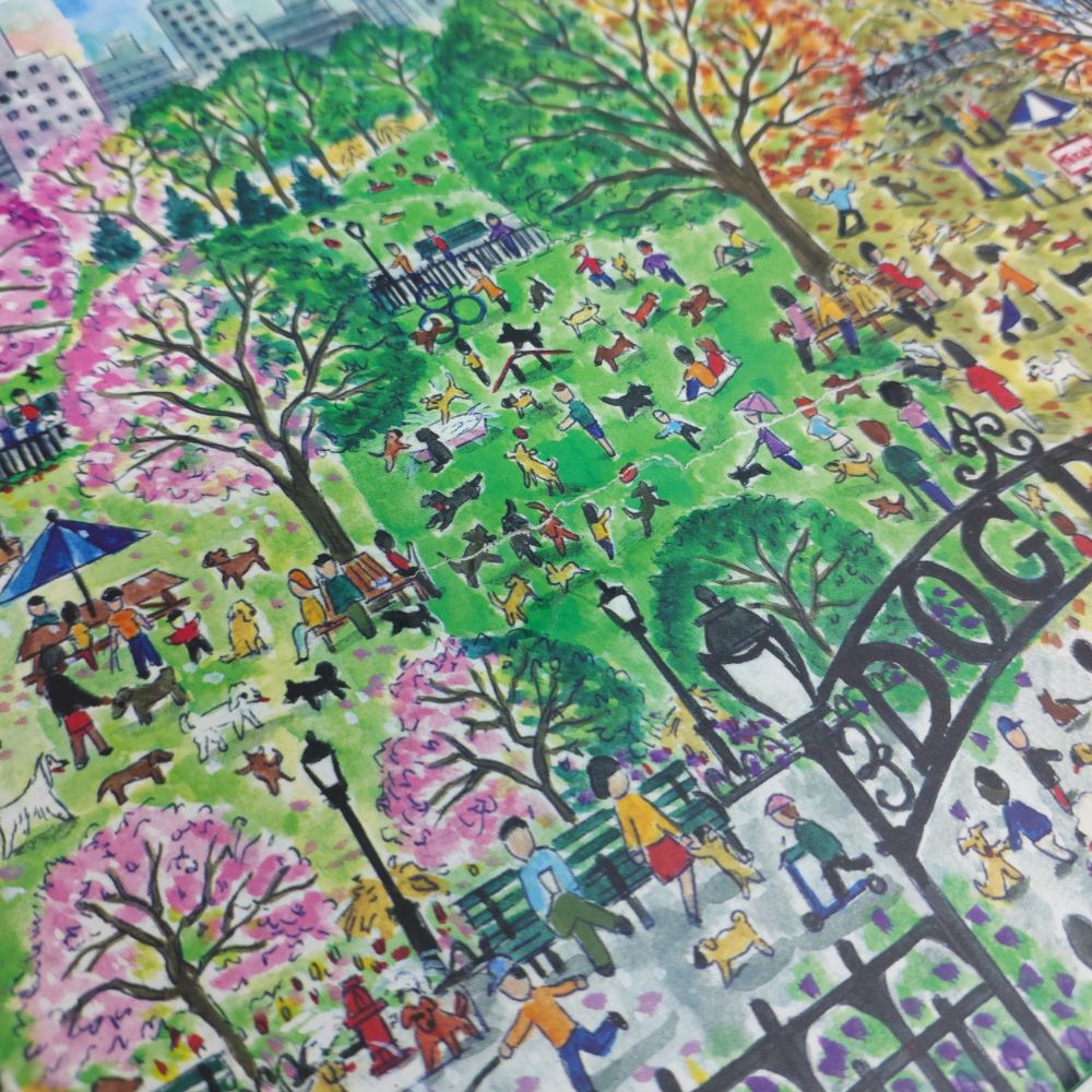 Michael Storrings Dog Park in Four Seasons 1000 Piece Jigsaw Puzzle (Damaged Box)