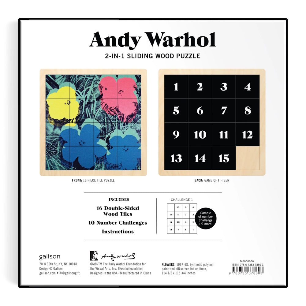 Andy Warhol Flowers 2-in-1 Sliding Wood Puzzle