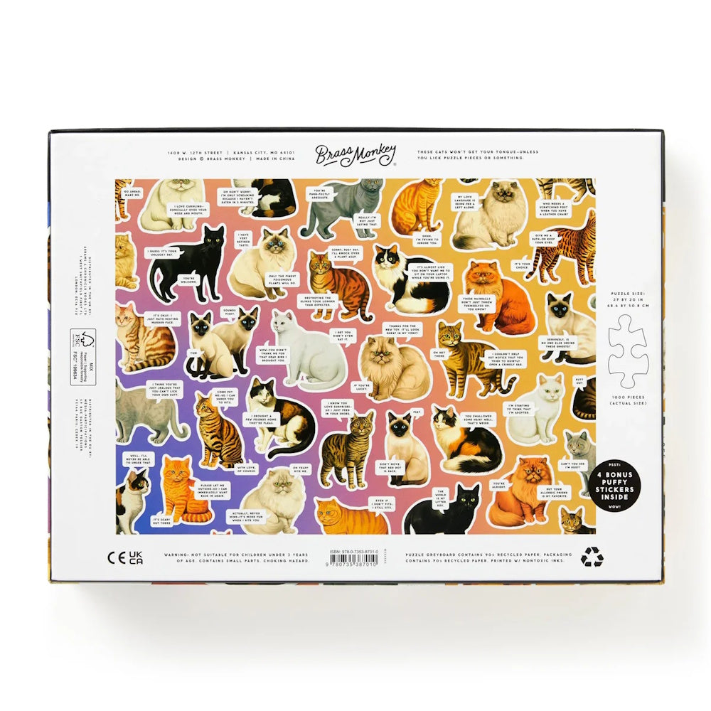 Brass Monkey 1000 Piece Puzzle - Moody Cats