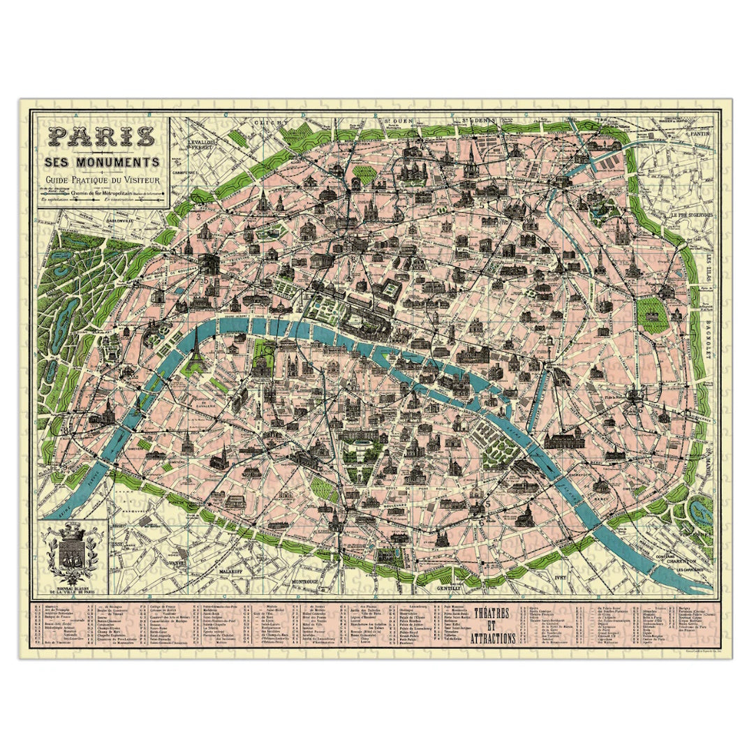 Cavallini 1000 Piece Jigsaw Puzzle - Map of Paris