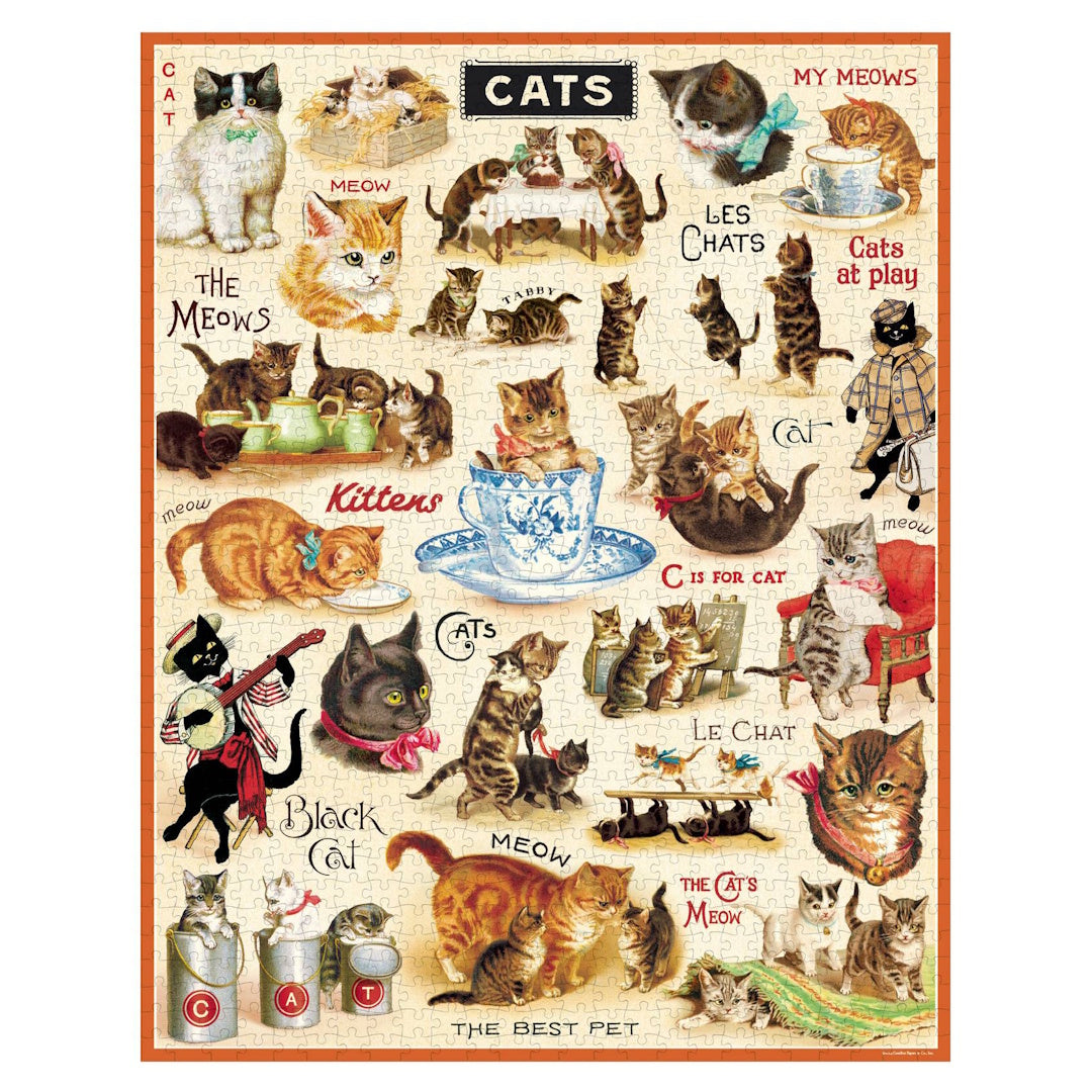 Cavallini 1000 Piece Jigsaw Puzzle - Vintage Cats