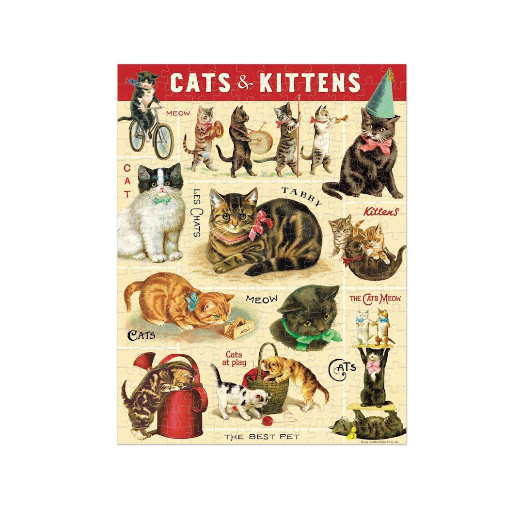 Cavallini 240 Piece Mini Jigsaw Puzzle - Vintage Cats