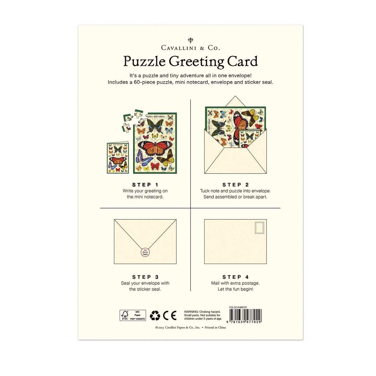 Cavallini Greeting Card Puzzle - Happy Birthday Butterflies
