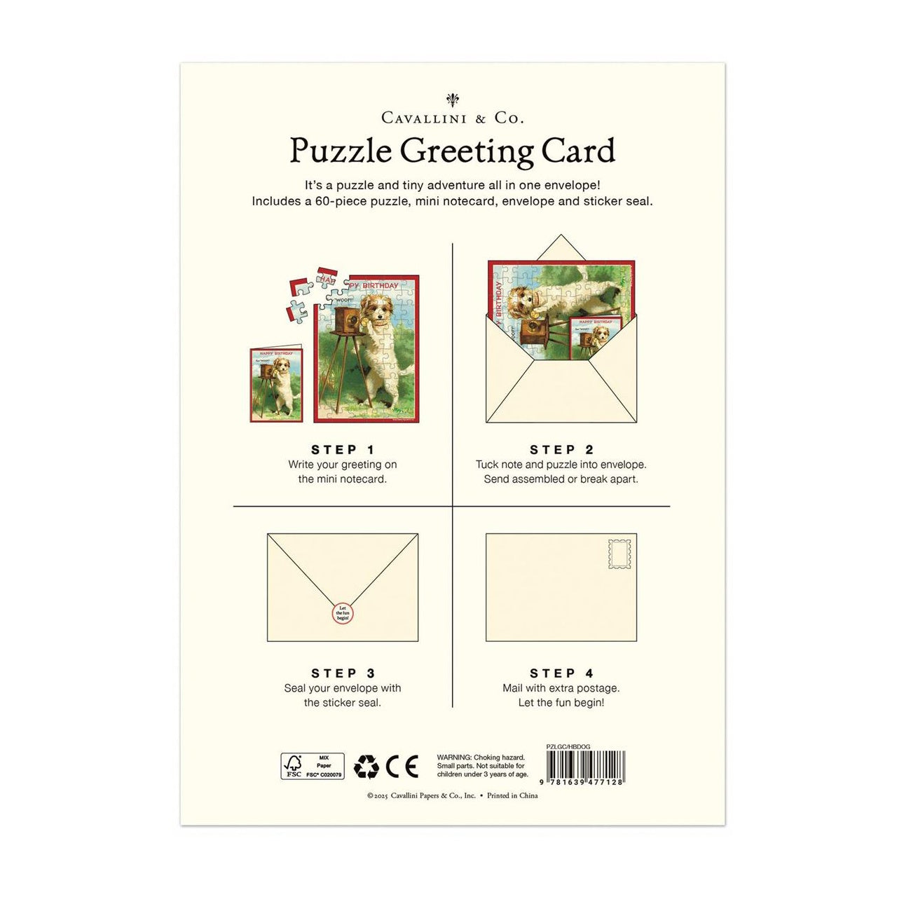 Cavallini Greeting Card Puzzle - Happy Birthday Dog