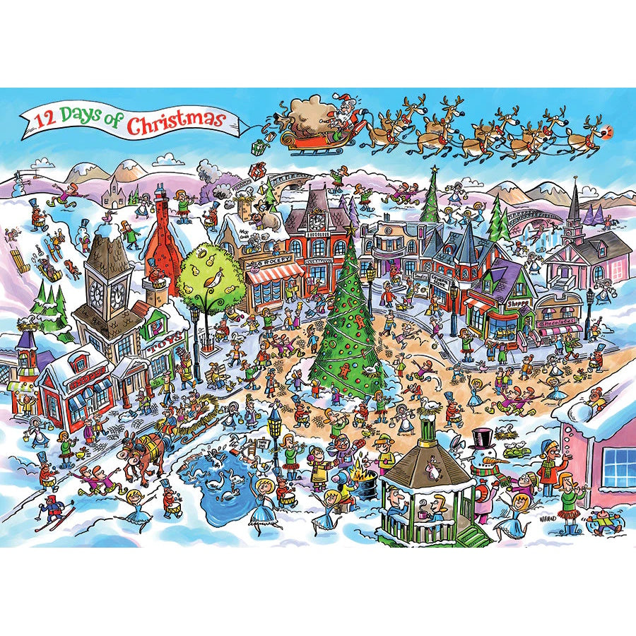 Cobble Hill 1000 Piece Puzzle - DoodleTown: 12 Days of Christmas