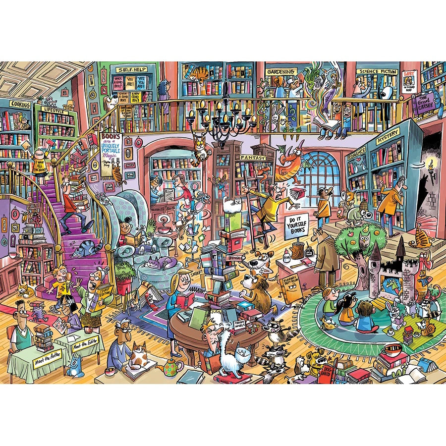 Cobble Hill 1000 Piece Puzzle - DoodleTown: Bookshop Bedlam