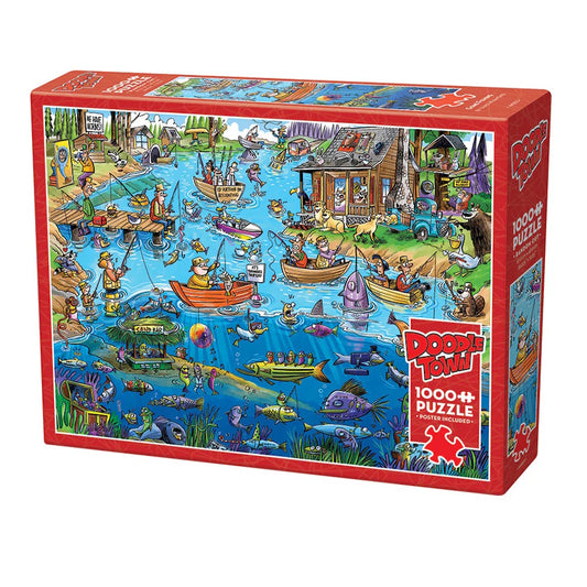 Cobble Hill 1000 Piece Puzzle - DoodleTown: Gone Fishing