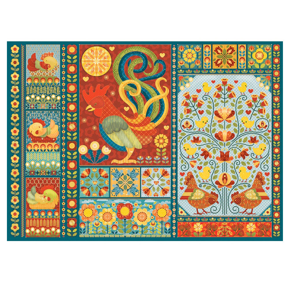 Cobble Hill 1000 Piece Puzzle - Scandi Chicken Quilt