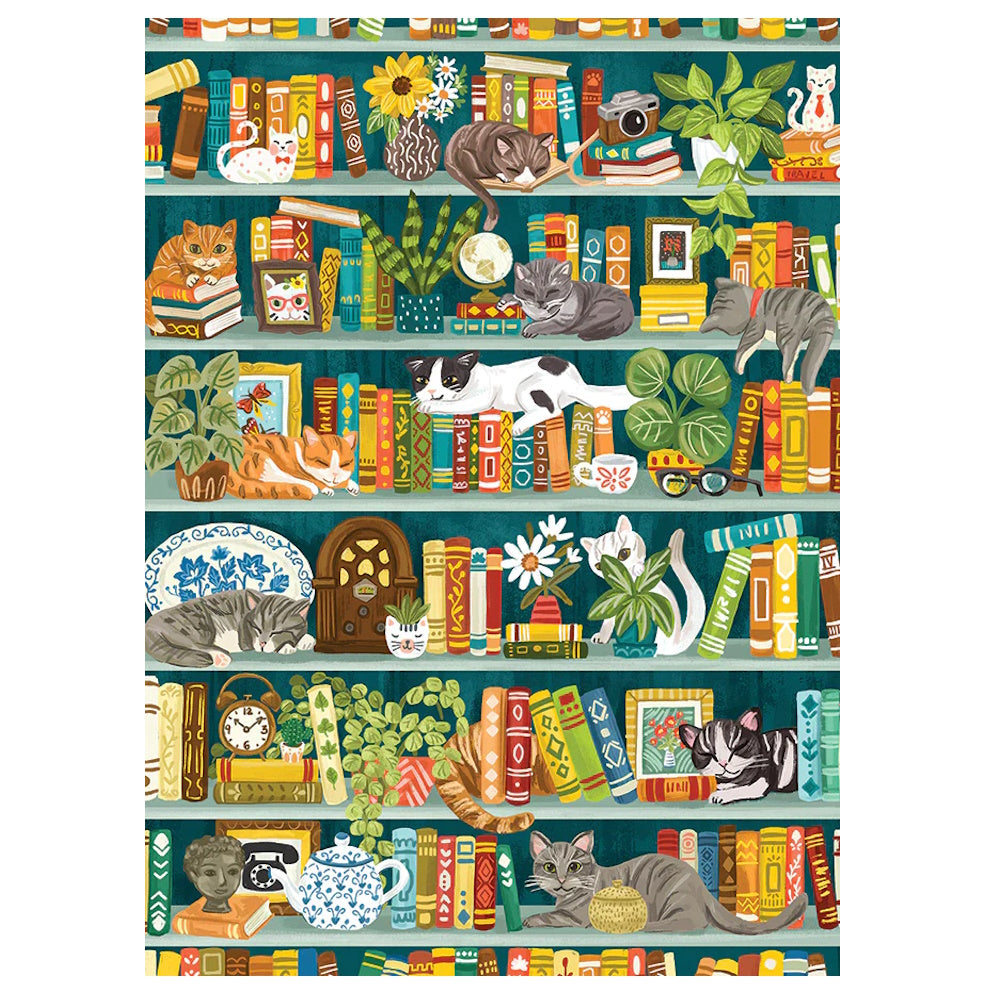 Cobble Hill 1000 Piece Puzzle - The Purrfect Bookshelf