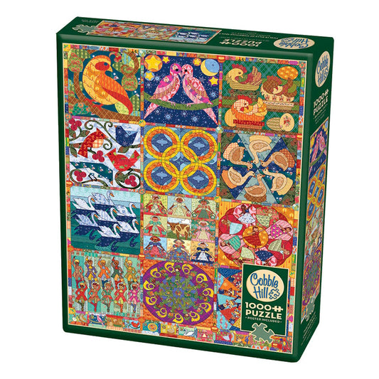 Cobble Hill 1000 Piece Puzzle - Twelve Days of Christmas Quilt