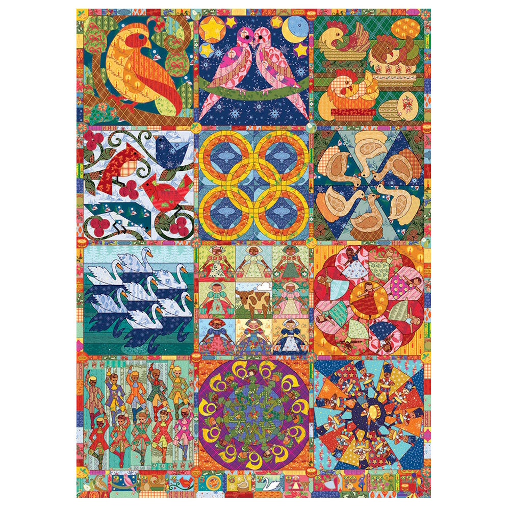 Cobble Hill 1000 Piece Puzzle - Twelve Days of Christmas Quilt