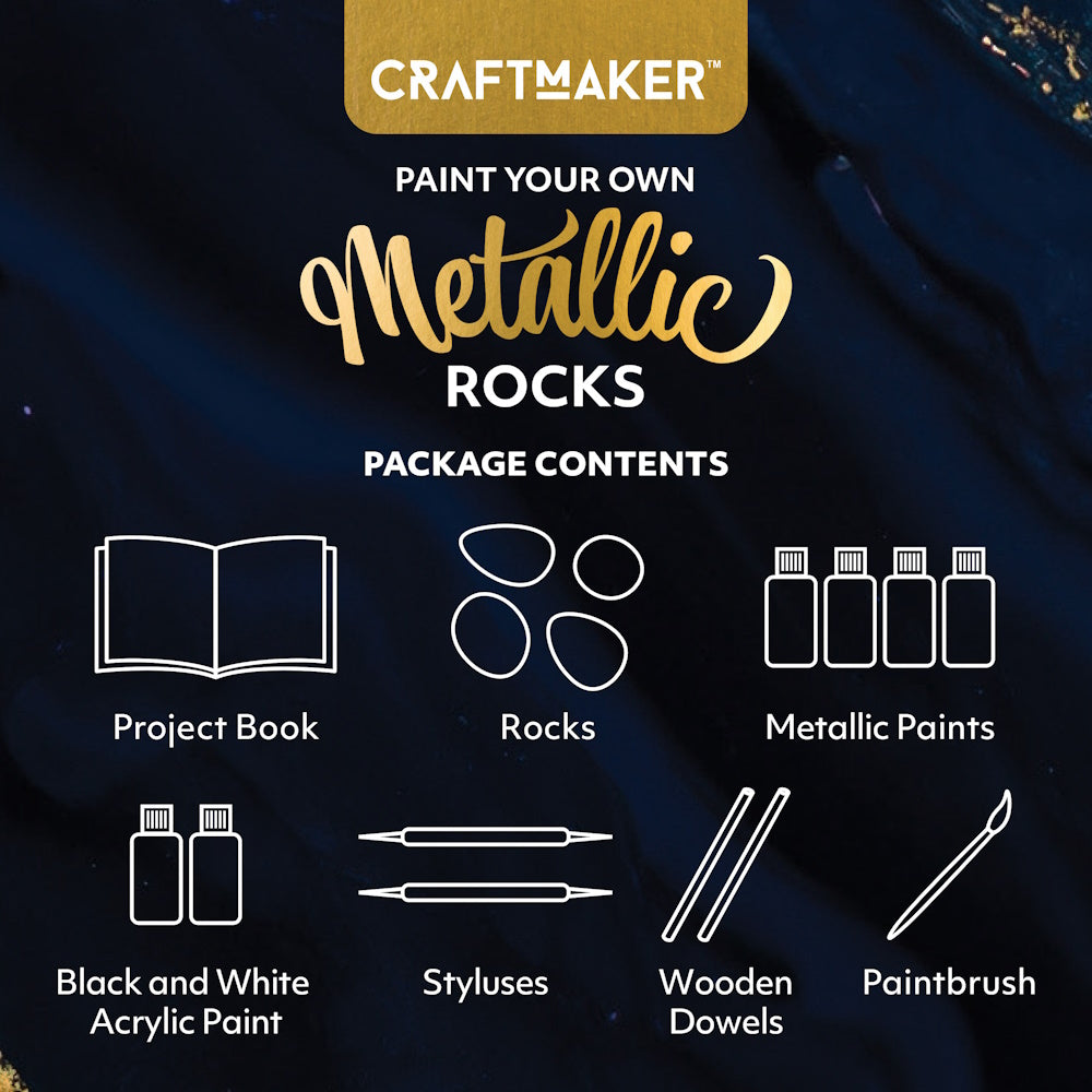 Craft Maker Paint Your Own Metallic Rocks Kit