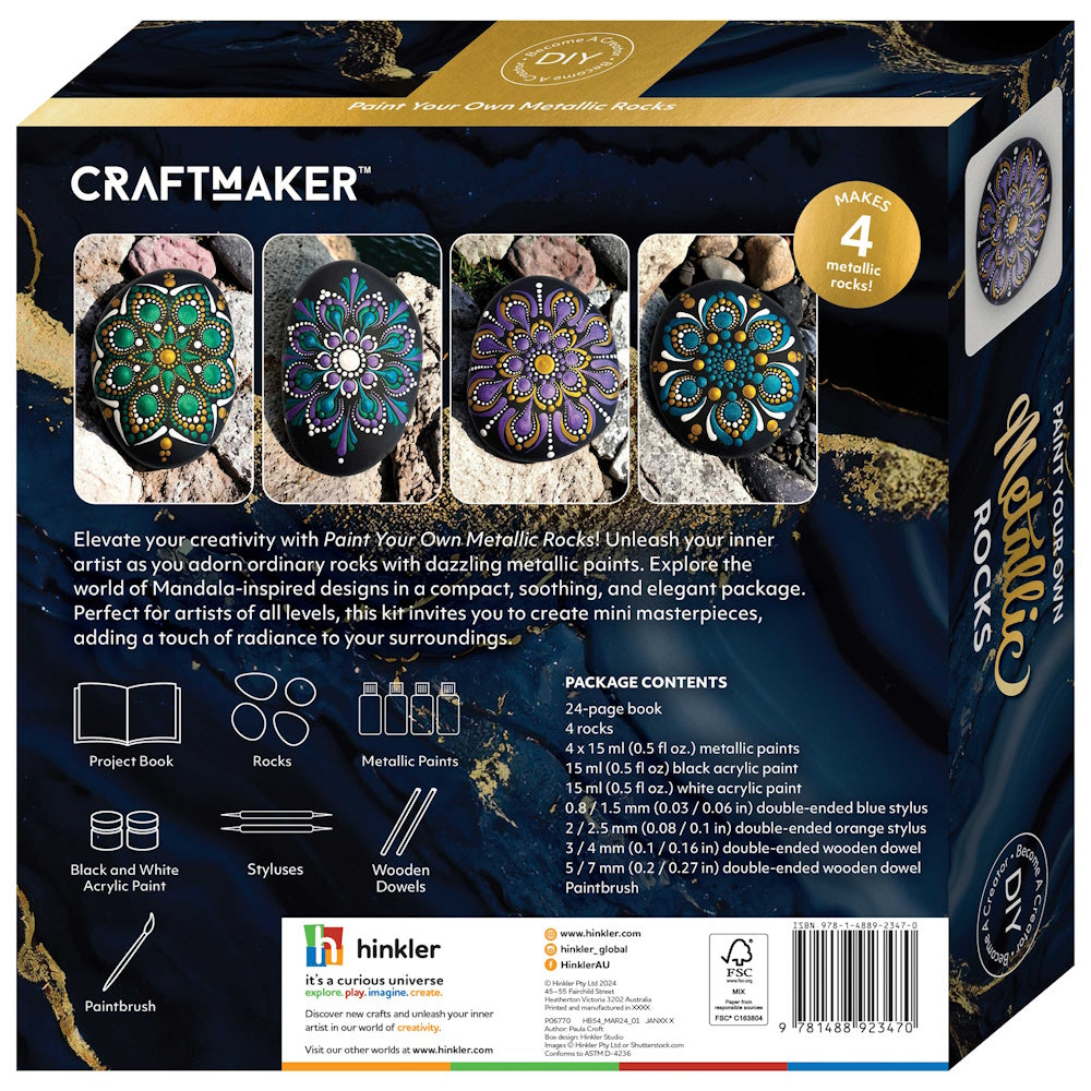 Craft Maker Paint Your Own Metallic Rocks Kit