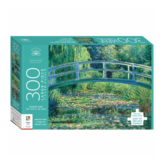 Elevate 300 Large Piece Puzzle - Bridge Over a Pond of Water Lilies