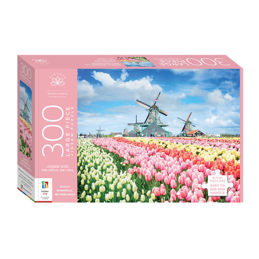 Elevate 300 Large Piece Puzzle - Dutch Windmills, Netherlands