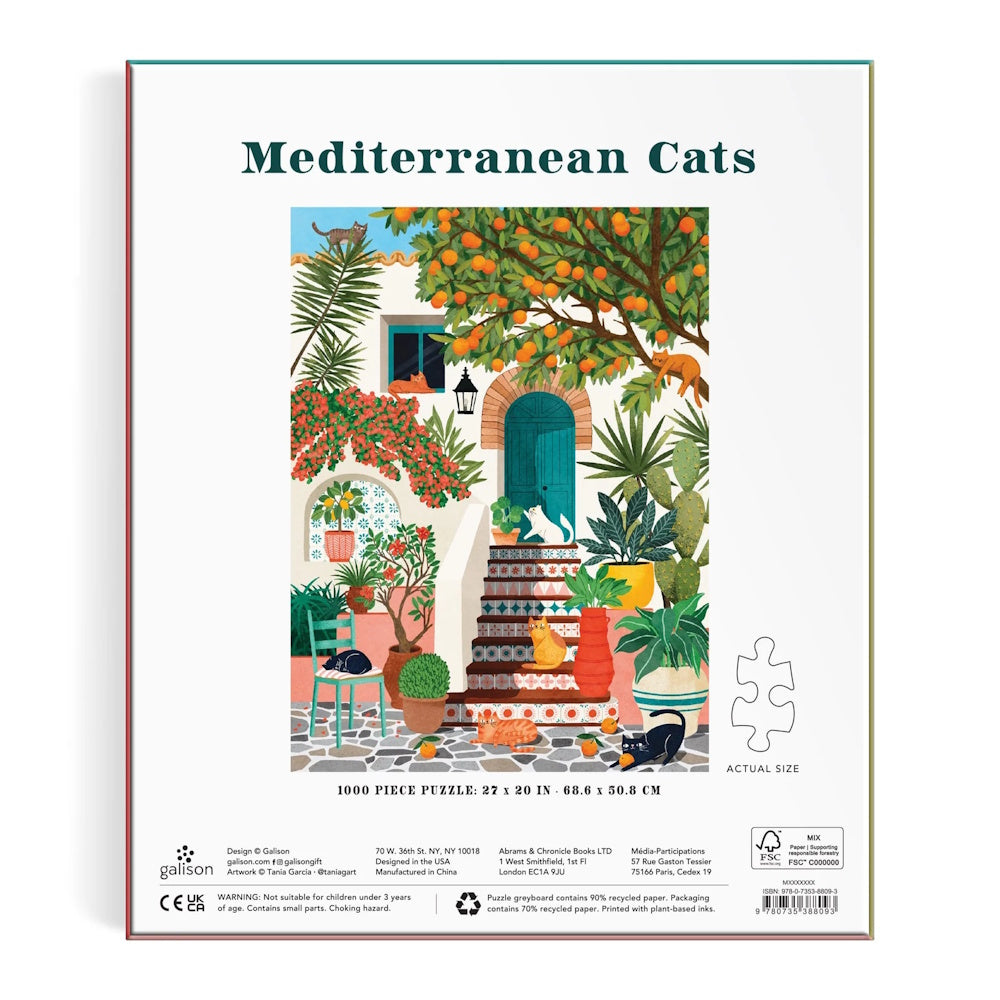 Galison 1000 Piece Puzzle - Mediterranean Cats