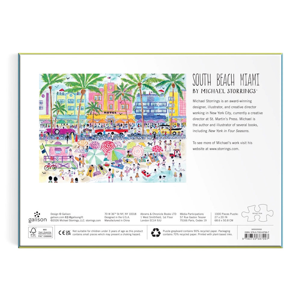 Galison 1000 Piece Puzzle - Michael Storrings South Beach Miami
