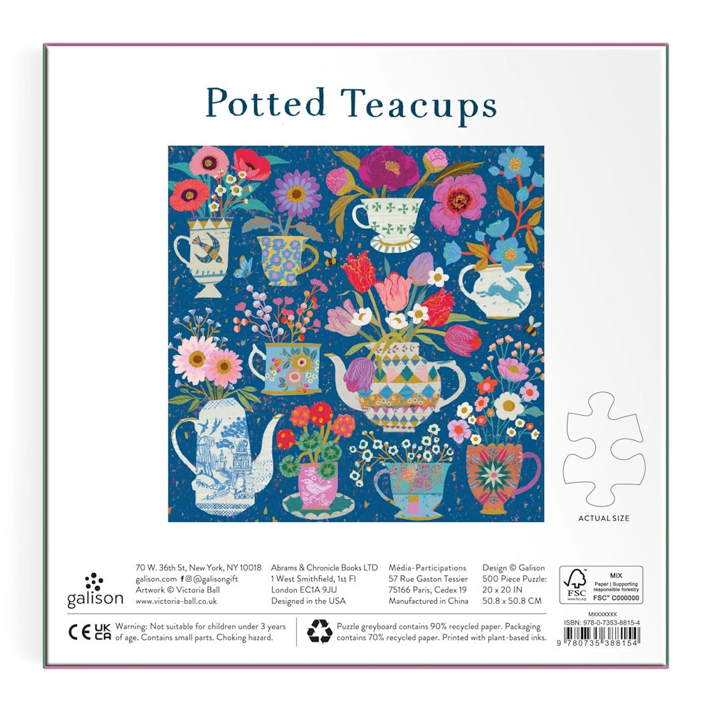 Galison 500 Piece Puzzle - Potted Teacups