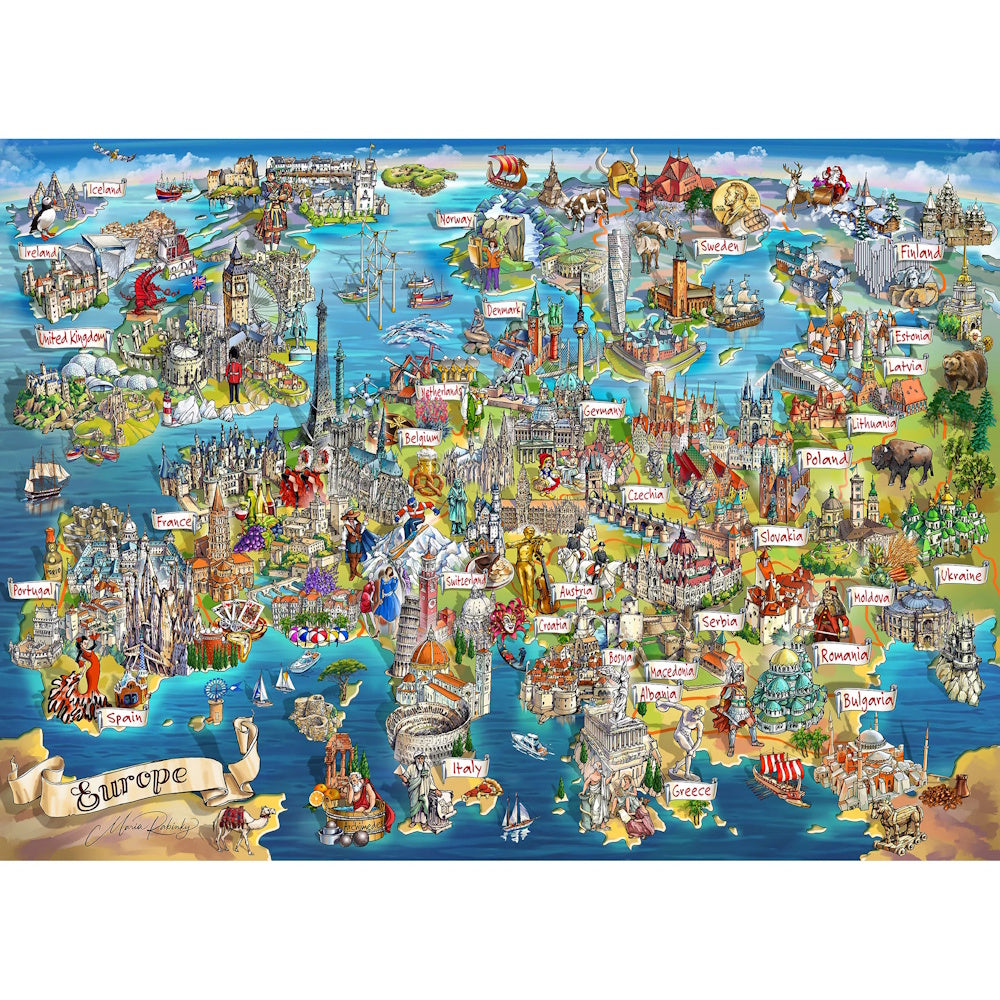 Gibsons 1000 Piece Jigsaw Puzzle - Exploring Europe