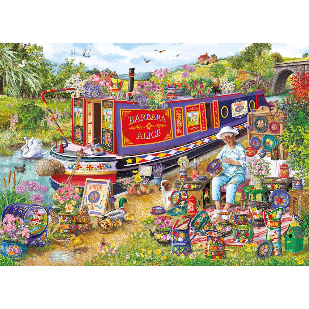 Gibsons 500XL Piece Jigsaw Puzzle - Canal Boat Blooms
