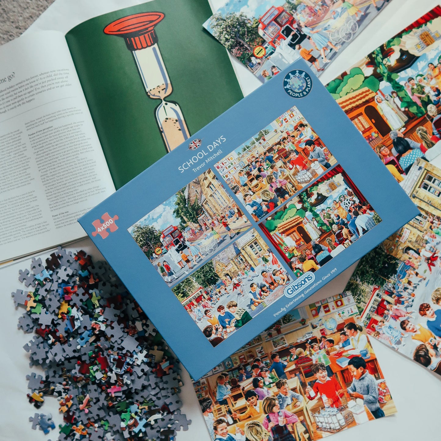 Gibsons 4 x 500 Piece Jigsaw Puzzles - School Days (Damaged Box)