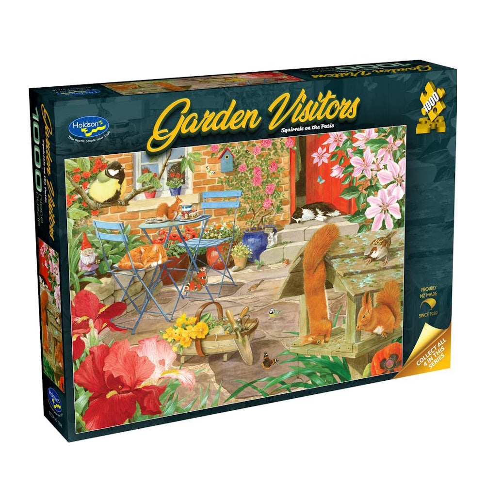 Holdson Garden Visitors 1000 Piece Puzzle - Squirrels on the Patio