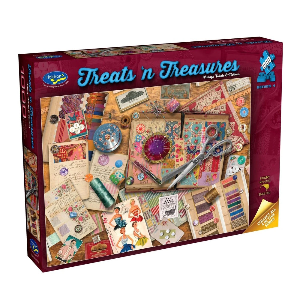 Holdson Treats 'n Treasures 1000 Piece Puzzle - Vintage Fabric & Notions