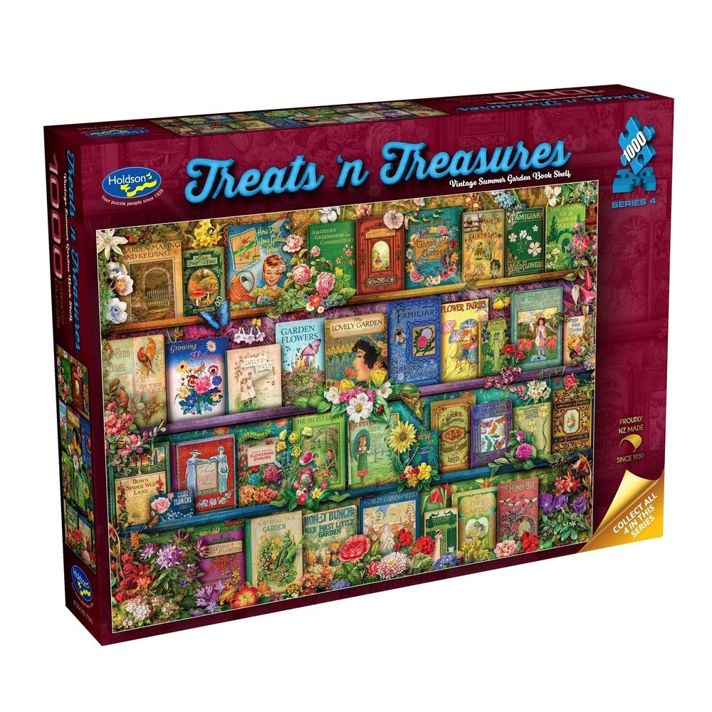 Holdson Treats 'n Treasures 1000 Piece Puzzle - Vintage Summer Garden Bookshelf