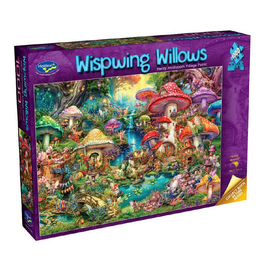 Holdson Wispwing Willows 1000 Piece Puzzle - Merry Mushroom Village Picnic