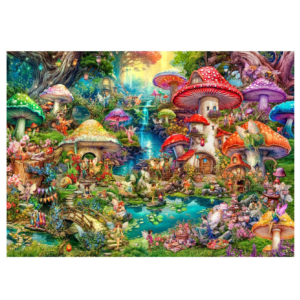 Holdson Wispwing Willows 1000 Piece Puzzle - Merry Mushroom Village Picnic