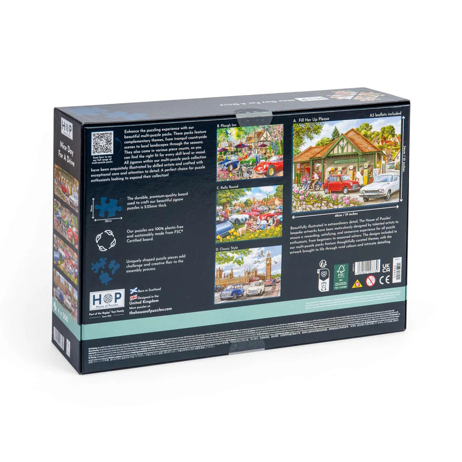 House of Puzzles 4 x 500 Piece Puzzles - Nice Day for a Drive