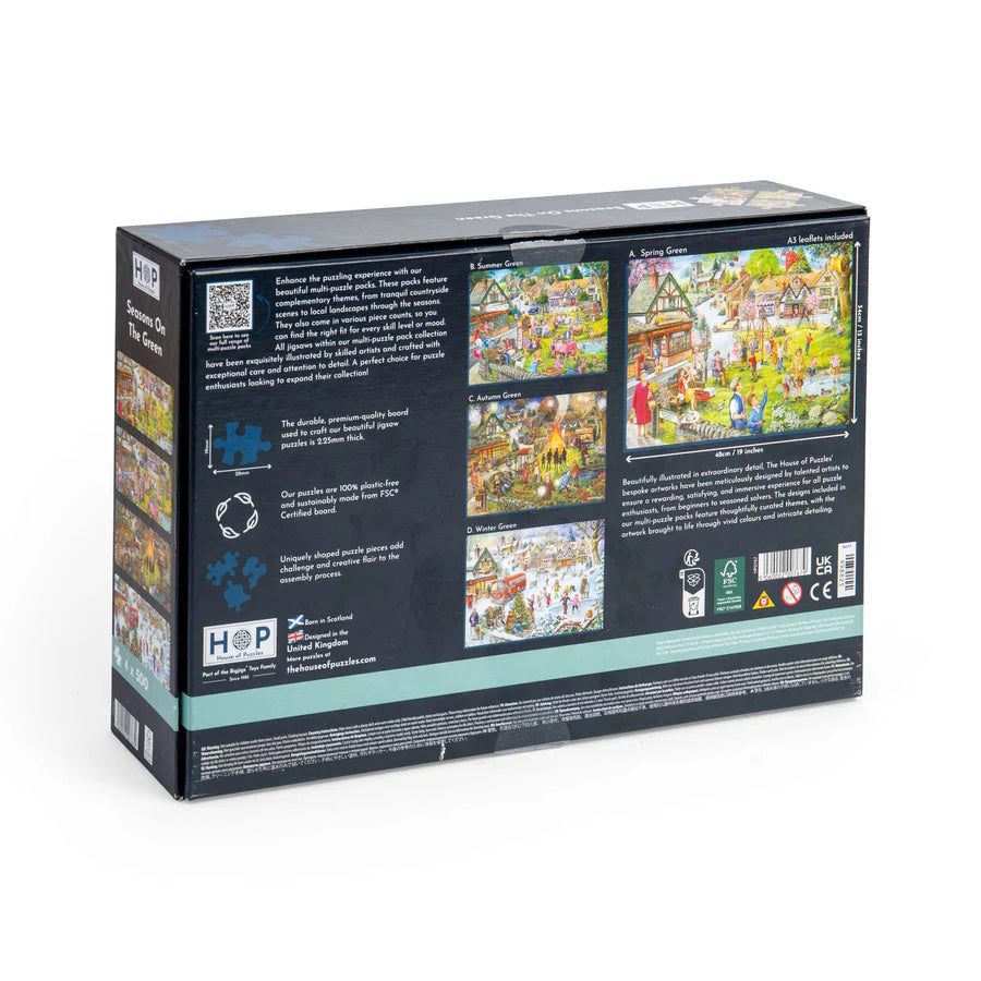 House of Puzzles 4 x 500 Piece Puzzles - Seasons on the Green