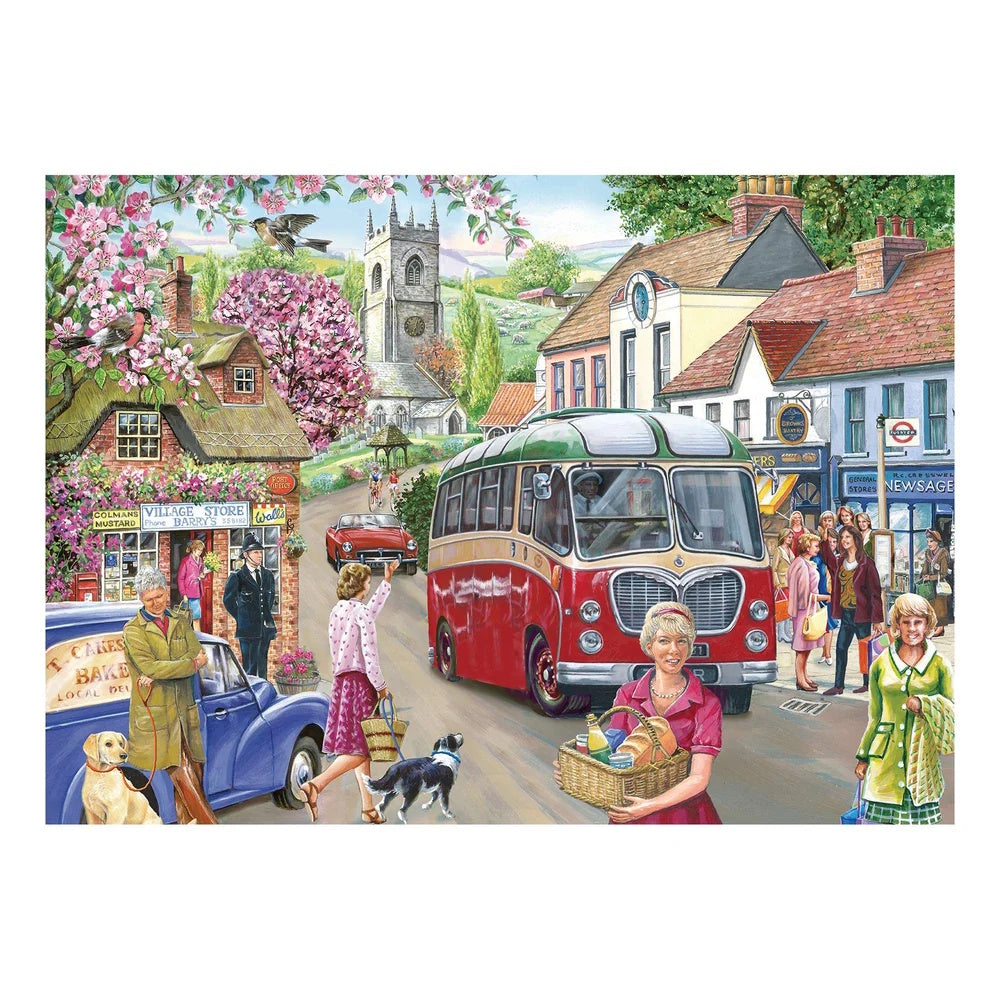 House of Puzzles 500 Piece Puzzle - Here Comes the Bus