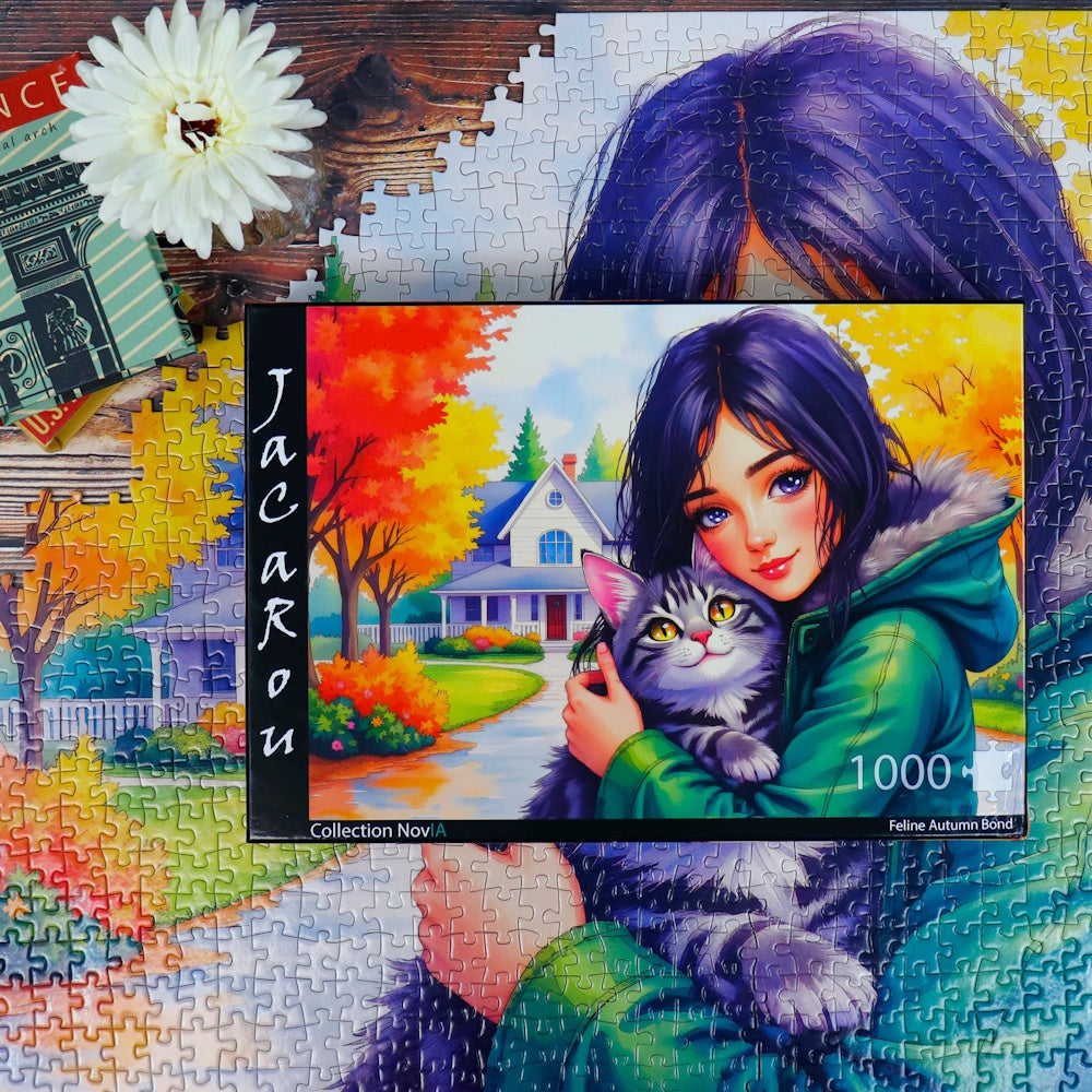 JaCaRou 1000 Piece Puzzle - Feline Autumn Bond