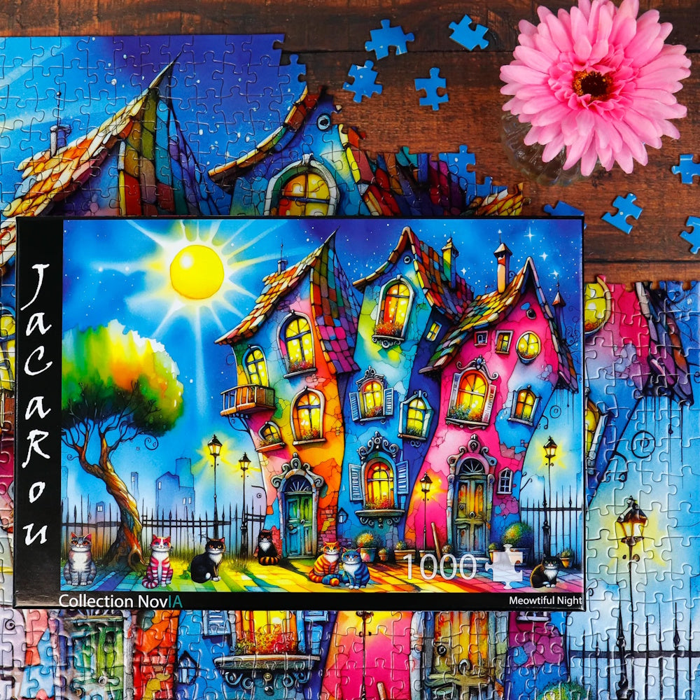 JaCaRou 1000 Piece Puzzle - Meowtiful Night