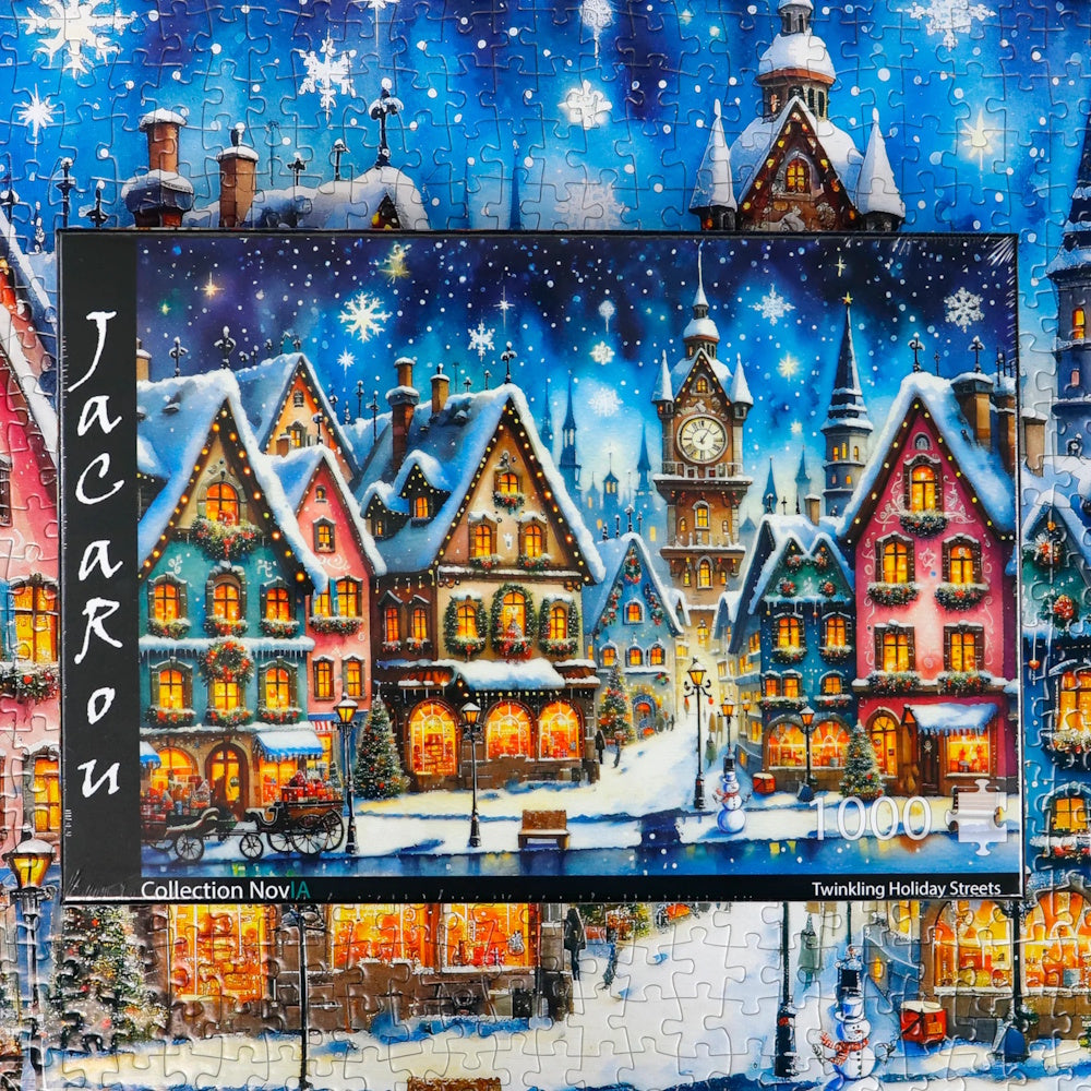 JaCaRou 1000 Piece Puzzle - Twinkling Holiday Streets