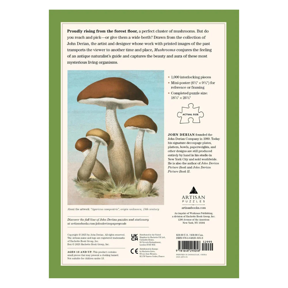 John Derian 1000 Piece Puzzle Mushrooms