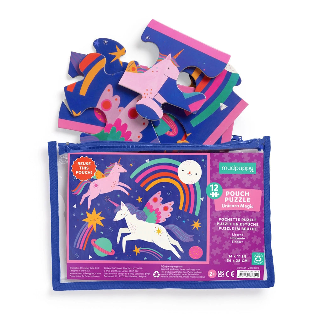 Mudpuppy 12 Piece Pouch Puzzle - Unicorn Magic