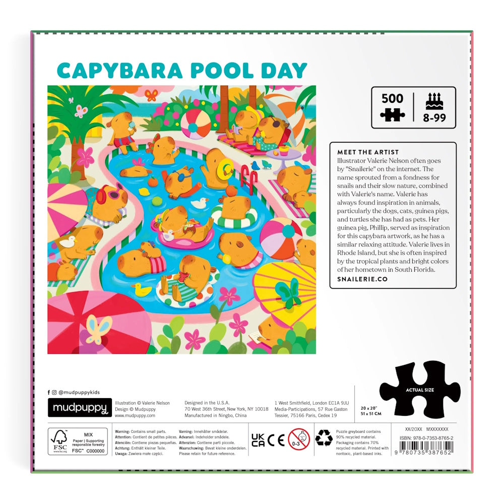 Mudpuppy 500 Piece Family Puzzle - Capybara Pool Day