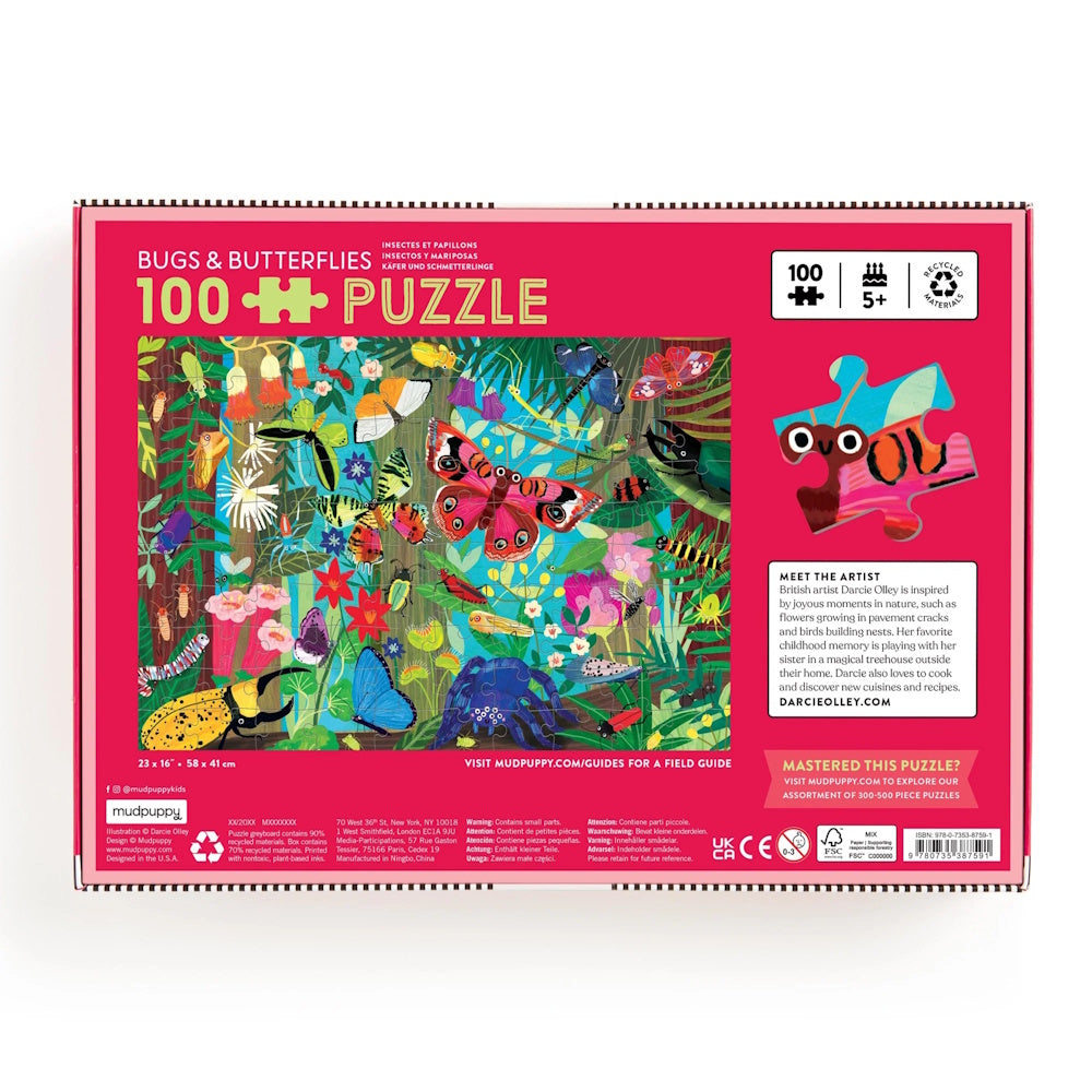 Mudpuppy Bugs & Butterflies 100 Piece Puzzle