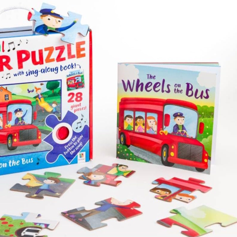 The Wheels on the Bus Musical Floor Puzzle with Sing-Along Book