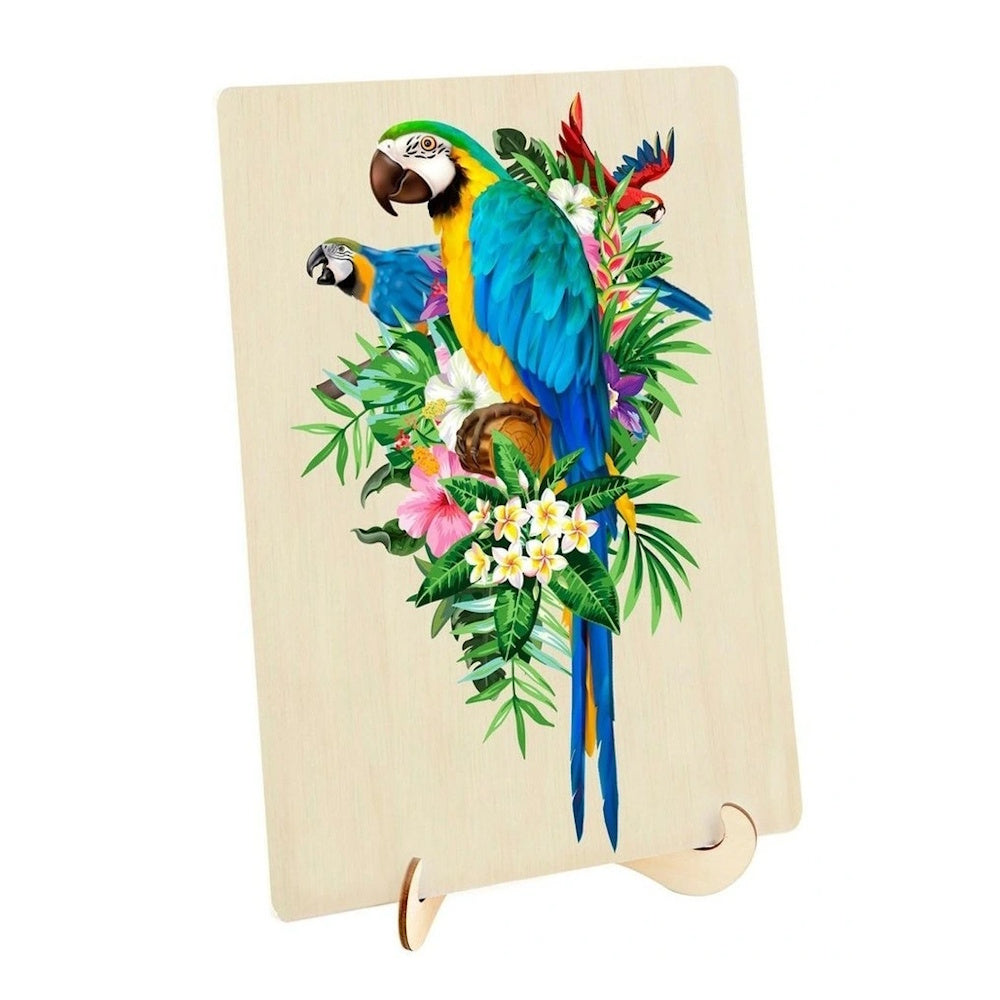 Puzzle Master 130 Piece Wooden Puzzle with Display Stand - Macaws