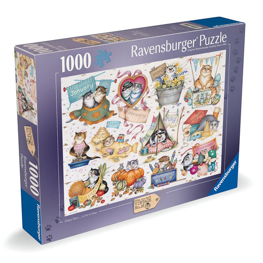 Ravensburger 1000 Piece Puzzle - Crazy Cats A Cat's Year