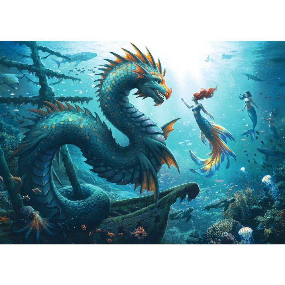 Ravensburger 1000 Piece Puzzle - Enchanted Depths: Dragon, Mermaids and Turtles