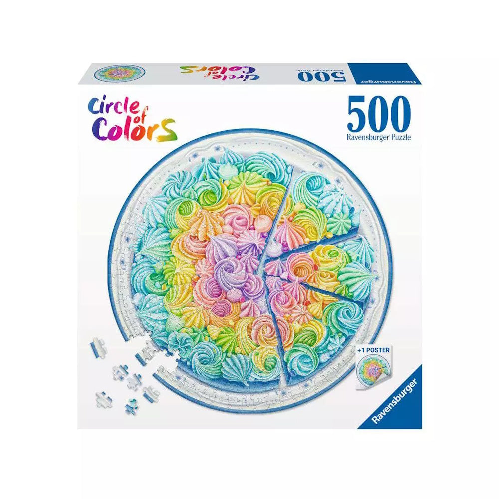 Ravensburger 500 Piece Round Puzzle - Circle of Colours: Rainbow Cake