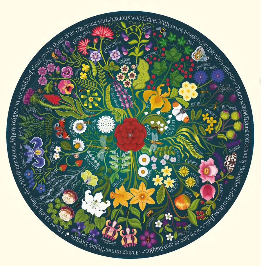 Shakespeare's Flowers 1000 Piece Circular Puzzle