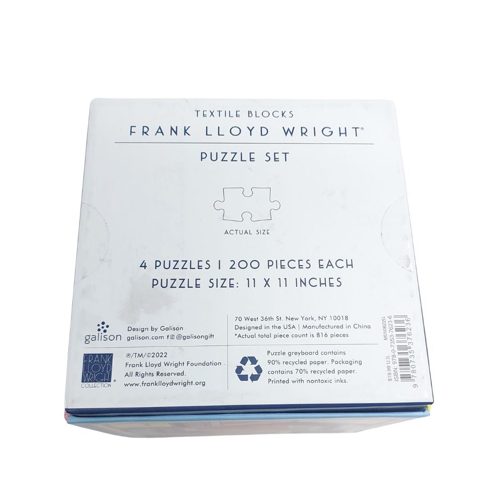 Frank Lloyd Wright Textile Blocks Set of 4 Puzzles (Damaged Box)