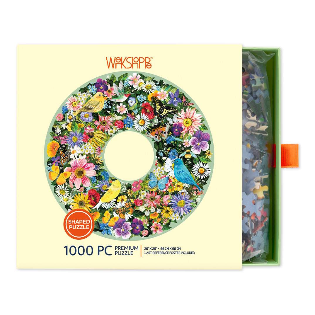 WerkShoppe 1000 Piece Round Puzzle - Spring Floral Wreath