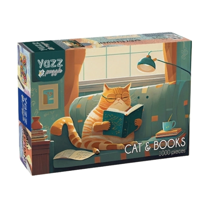 Yazz 1000 Piece Puzzle - Cat & Books