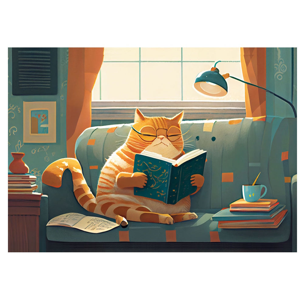 Yazz 1000 Piece Puzzle - Cat & Books